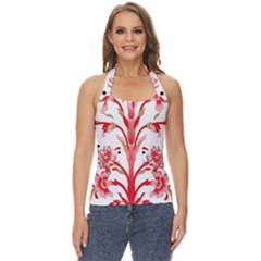 A Design Of A Red Flower On A White Background Basic Halter Top by catchydesignhill