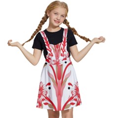 A Design Of A Red Flower On A White Background Kids  Apron Dress