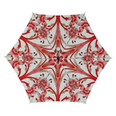 A Design Of A Red Flower On A White Background Automatic Folding Umbrella With Case (small) by catchydesignhill