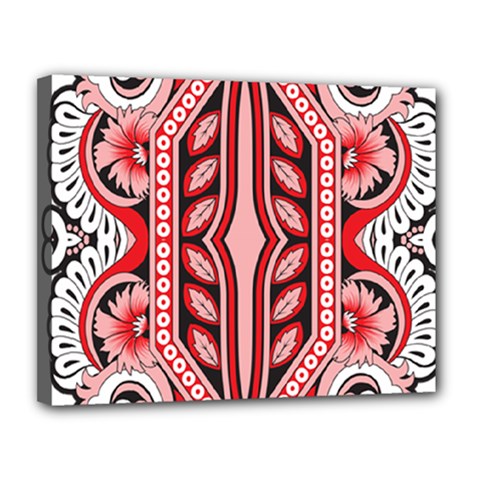 A Design Of A Red And White Pattern Canvas 14  X 11  (stretched)