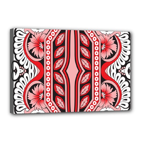 A Design Of A Red And White Pattern Canvas 18  X 12  (stretched)