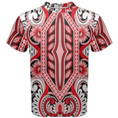 A Design Of A Red And White Pattern Men s Cotton T-shirt