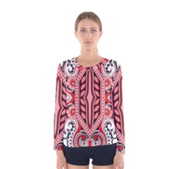 A Design Of A Red And White Pattern Women s Long Sleeve T-shirt