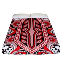 A Design Of A Red And White Pattern Fitted Sheet (california King Size)