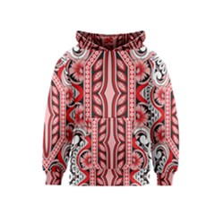 A Design Of A Red And White Pattern Kids  Pullover Hoodie