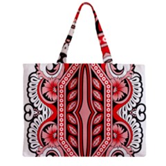 A Design Of A Red And White Pattern Zipper Mini Tote Bag