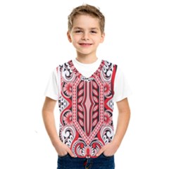 A Design Of A Red And White Pattern Kids  Basketball Tank Top