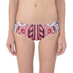 A Design Of A Red And White Pattern Classic Bikini Bottoms