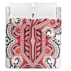 A Design Of A Red And White Pattern Duvet Cover Double Side (queen Size)