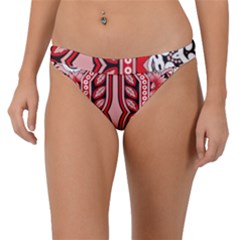 A Design Of A Red And White Pattern Band Bikini Bottoms