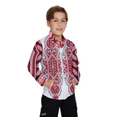 A Design Of A Red And White Pattern Kids  Windbreaker