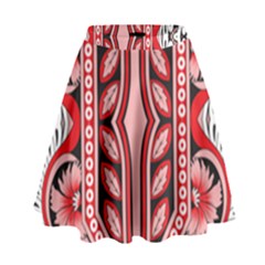 A Design Of A Red And White Pattern High Waist Skirt