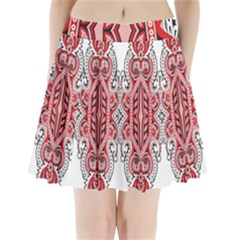 A Design Of A Red And White Pattern Pleated Mini Skirt