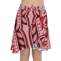 A Design Of A Red And White Pattern Chiffon Wrap Front Skirt by catchydesignhill