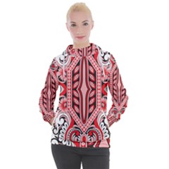 A Design Of A Red And White Pattern Women s Hooded Pullover