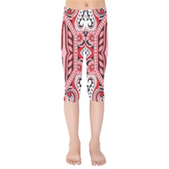 A Design Of A Red And White Pattern Kids  Capri Leggings 