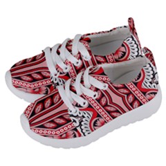 A Design Of A Red And White Pattern Kids  Lightweight Sports Shoes