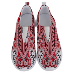 A Design Of A Red And White Pattern No Lace Lightweight Shoes