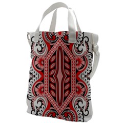 A Design Of A Red And White Pattern Canvas Messenger Bag