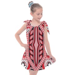 A Design Of A Red And White Pattern Kids  Tie Up Tunic Dress by catchydesignhill