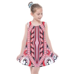 A Design Of A Red And White Pattern Kids  Summer Dress