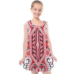 A Design Of A Red And White Pattern Kids  Cross Back Dress