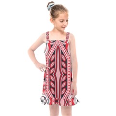 A Design Of A Red And White Pattern Kids  Overall Dress