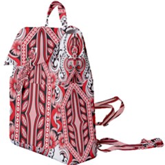 A Design Of A Red And White Pattern Buckle Everyday Backpack