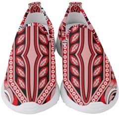 A Design Of A Red And White Pattern Kids  Slip On Sneakers