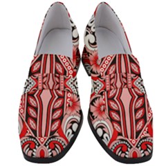 A Design Of A Red And White Pattern Women s Chunky Heel Loafers