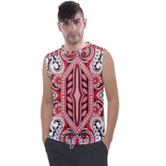 A Design Of A Red And White Pattern Men s Regular Tank Top