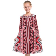 A Design Of A Red And White Pattern Kids  Midi Sailor Dress