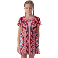 A Design Of A Red And White Pattern Kids  Asymmetric Collar Dress by catchydesignhill