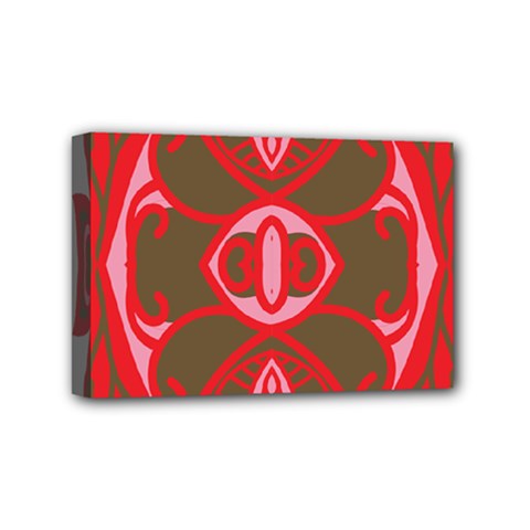 A Red And Brown Design On A White Background Mini Canvas 6  X 4  (stretched)