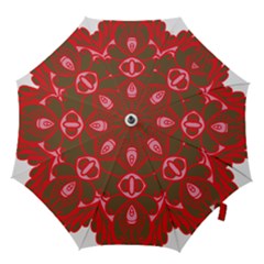 A Red And Brown Design On A White Background Hook Handle Umbrellas (medium)