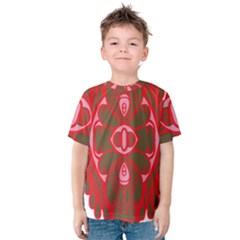 A Red And Brown Design On A White Background Kids  Cotton T-shirt