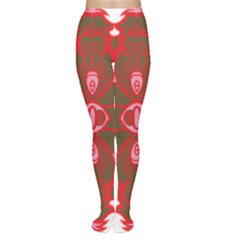 A Red And Brown Design On A White Background Tights