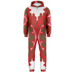 A Red And Brown Design On A White Background Hooded Jumpsuit (men)