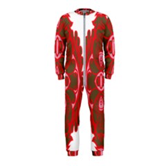 A Red And Brown Design On A White Background Onepiece Jumpsuit (kids)