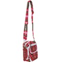 A Red And Brown Design On A White Background Shoulder Strap Belt Bag View1