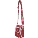 A Red And Brown Design On A White Background Shoulder Strap Belt Bag View2