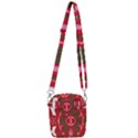 A Red And Brown Design On A White Background Shoulder Strap Belt Bag View3