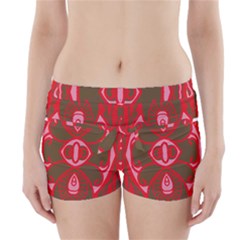 A Red And Brown Design On A White Background Boyleg Bikini Wrap Bottoms