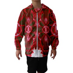 A Red And Brown Design On A White Background Kids  Hooded Windbreaker