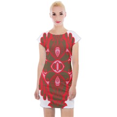 A Red And Brown Design On A White Background Cap Sleeve Bodycon Dress by catchydesignhill