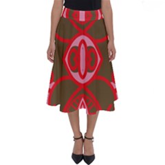 A Red And Brown Design On A White Background Perfect Length Midi Skirt