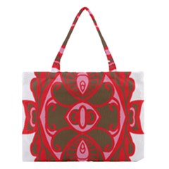 A Red And Brown Design On A White Background Medium Tote Bag