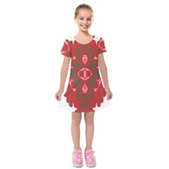 A Red And Brown Design On A White Background Kids  Short Sleeve Velvet Dress by catchydesignhill