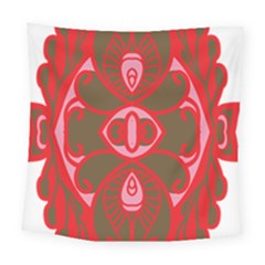 A Red And Brown Design On A White Background Square Tapestry (large)