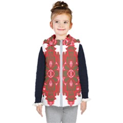 A Red And Brown Design On A White Background Kids  Hooded Puffer Vest